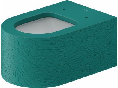 Vas wc suspendat Duravit Millio DuroCast, interior ceramic alb cu HygieneGlaze, Surface Pattern, turcoaz
