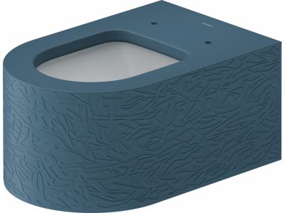Vas wc suspendat Duravit Millio DuroCast, interior ceramic alb cu HygieneGlaze, Surface Pattern, albastru mat