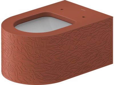 Vas wc suspendat Duravit Millio DuroCast, interior ceramic alb cu HygieneGlaze, Surface Pattern, rosu scortisoara