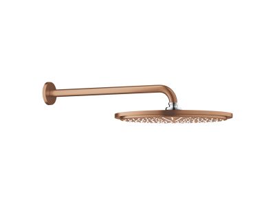 Palarie de dus Grohe RainShower Cosmopolitan 310 38cm si brat de dus 38cm de perete, brushed warm sunset