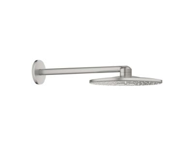 Palarie de dus Grohe RainShower SmartActive 310, 2 tipuri de jet, cu brat de dus 43cm de perete, supersteel