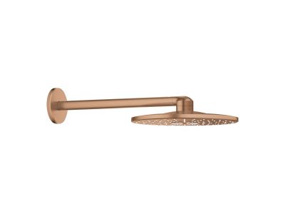 Palarie de dus Grohe RainShower SmartActive 310, 2 tipuri de jet, cu brat de dus 43cm de perete, brushed warm sunset