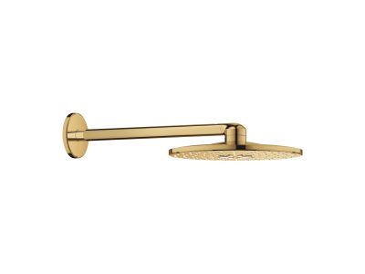 Palarie de dus Grohe RainShower SmartActive 310, 2 tipuri de jet, cu brat de dus 43cm de perete, cool sunrise