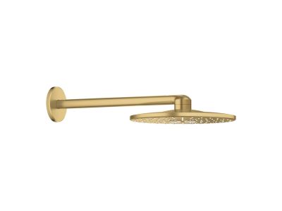 Palarie de dus Grohe RainShower SmartActive 310, 2 tipuri de jet, cu brat de dus 43cm de perete, brushed cool sunrise