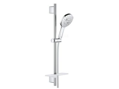 Set de dus Grohe Rainshower SmartActive 130 cu para de dus 3 jeturi, furtun 175cm, bara de dus 60cm si savoniera, crom