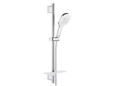 Set de dus Grohe Rainshower SmartActive 130 cu para 3 jeturi, furtun 1.75cm si bara de dus 60cm, moon white