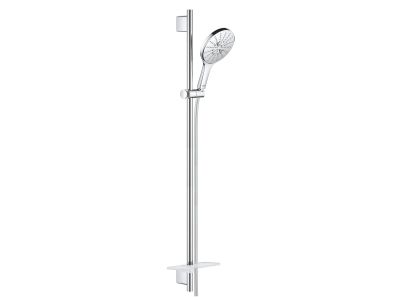 Set de dus Grohe Rainshower SmartActive 150 cu para de dus 3 jeturi, furtun 175cm, bara de dus 90cm si savoniera, 9.5 l/min, crom