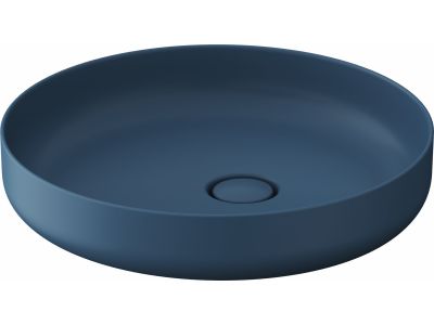 Lavoar Duravit Vitrium 46x46cm, montare pe blat, fara orificiu baterie, fara preaplin, albastru satin mat