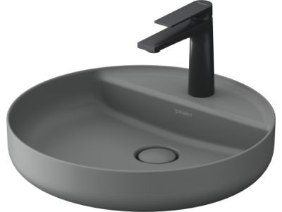 Lavoar Duravit Vitrium 46x46cm, cu platforma baterie, montare pe blat, fara preaplin, gri satin mat