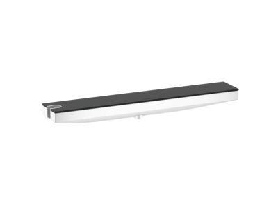 Accesoriu FixFit Combo Hansgrohe Rainfinity 500 cu agatatoare si raft sticla grafit, orientare stanga, alb mat