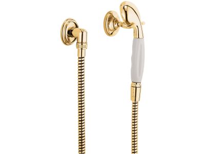 Set de dus Kludi 1926 cu para de dus, agatatoare si furtun de dus cu FixFixt, auriu