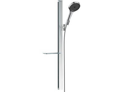 Set de dus Hansgrohe Rainfinity 130, 3 tipuri de jet, cu bara 90cm, furtun 1.6m si savoniera, crom
