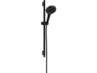 Set de dus Hansgrohe Rainfinity 130, 3 tipuri de jet, cu bara 60cm, furtun 1.6m, negru mat