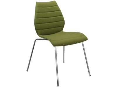 Scaun Kartell Maui Soft Trevira design Vico Magistretti, baza crom, tapiterie Trevira verde