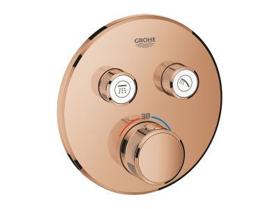 Baterie cada - dus termostatata Grohe Grohtherm SmartControl Round, montaj incastrat, necesita corp ingropat, warm sunset