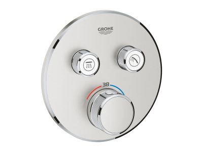 Baterie cada - dus termostatata Grohe Grohtherm SmartControl Round, montaj incastrat, necesita corp ingropat, supersteel