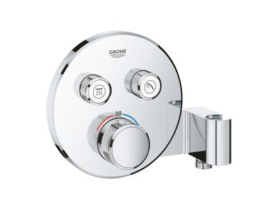 Baterie cada - dus termostatata Grohe Grohtherm SmartControl Round cu agatatoare dus integrata, montaj incastrat, necesita corp ingropat, crom
