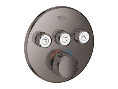 Baterie cada - dus termostatata Grohe Grohtherm SmartControl Round cu 3 functii, montaj incastrat, necesita corp ingropat, hard graphite