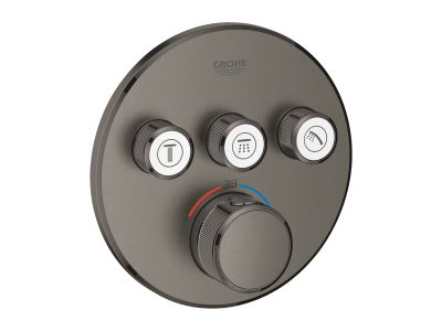 Baterie cada - dus termostatata Grohe Grohtherm SmartControl Round cu 3 functii, montaj incastrat, necesita corp ingropat, brushed hard graphite