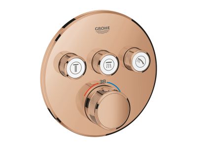 Baterie cada - dus termostatata Grohe Grohtherm SmartControl Round cu 3 functii, montaj incastrat, necesita corp ingropat, warm sunset