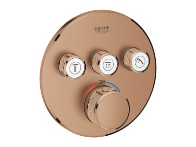 Baterie cada - dus termostatata Grohe Grohtherm SmartControl Round cu 3 functii, montaj incastrat, necesita corp ingropat, brushed warm sunset