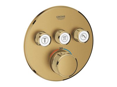 Baterie cada - dus termostatata Grohe Grohtherm SmartControl Round cu 3 functii, montaj incastrat, necesita corp ingropat, brushed cool sunrise
