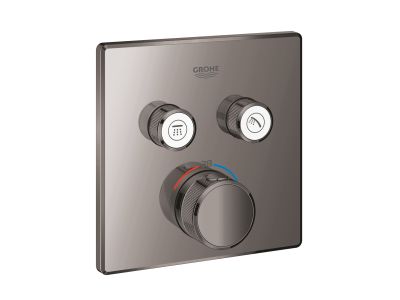 Baterie cada - dus termostatata Grohe Grohtherm SmartControl cu 2 functii, montaj incastrat, necesita corp ingropat, hard graphite