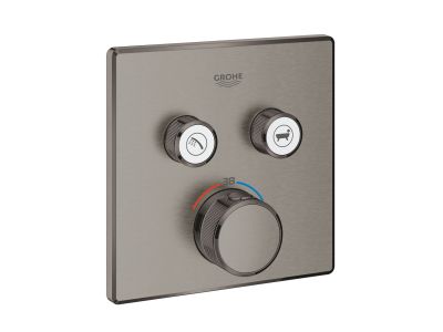 Baterie cada - dus termostatata Grohe Grohtherm SmartControl cu 2 functii, montaj incastrat, necesita corp ingropat, brushed hard graphite