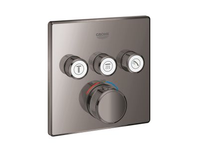 Baterie cada - dus termostatata Grohe Grohtherm SmartControl cu 3 functii, montaj incastrat, necesita corp ingropat, hard graphite