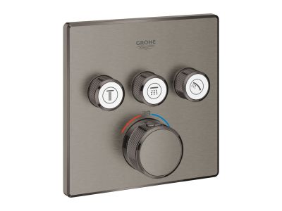 Baterie cada - dus termostatata Grohe Grohtherm SmartControl cu 3 functii, montaj incastrat, necesita corp ingropat, brushed hard graphite