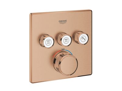 Baterie cada - dus termostatata Grohe Grohtherm SmartControl Cube cu 3 functii, montaj incastrat, necesita corp ingropat, brushed warm sunset