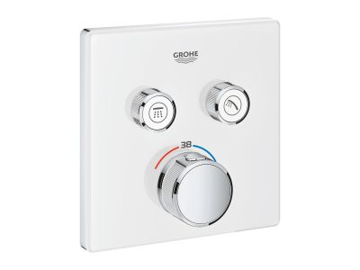 Baterie cada - dus termostatata Grohe Grohtherm SmartControl cu 2 functii, montaj incastrat, necesita corp ingropat, moon white