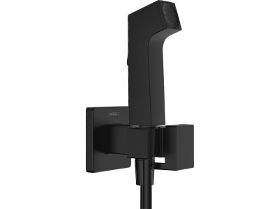 Set dus igiena intima Hansgrohe Bidette E EcoSmart+ 1 jet, furtun si robinet cu agatatoare, necesita corp incastrat, negru mat