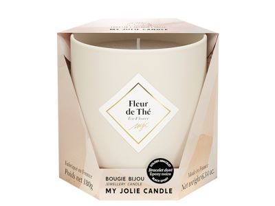 Lumanare parfumata My Jolie Candle Les Essentielles Tea Flower 180g + bratara aurie cu decor negru