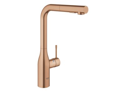 Baterie bucatarie Grohe Essence cu dus extractibil dual spray, pipa L, brushed warm sunset
