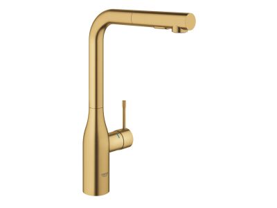 Baterie bucatarie Grohe Essence cu dus extractibil dual spray, pipa L, brushed cool sunrise
