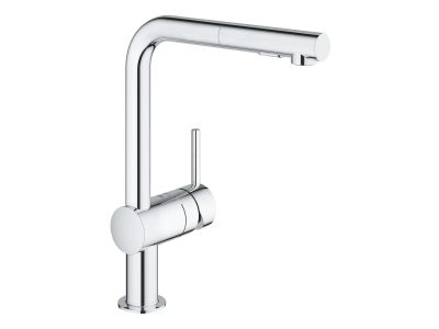 Baterie bucatarie Grohe Minta cu dus extractibil dual spray, pipa L, crom