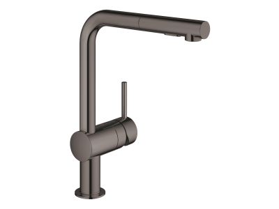 Baterie bucatarie Grohe Minta cu dus extractibil dual spray, pipa L, hard graphite