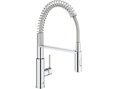 Baterie bucatarie Grohe Get cu pipa C flexibila, crom