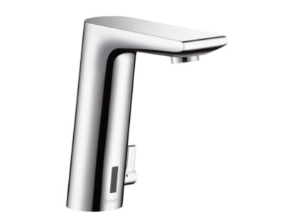Baterie lavoar Hansgrohe Metris S electronica, alimentare la retea si reglaj manual al temperaturii, fara ventil, crom