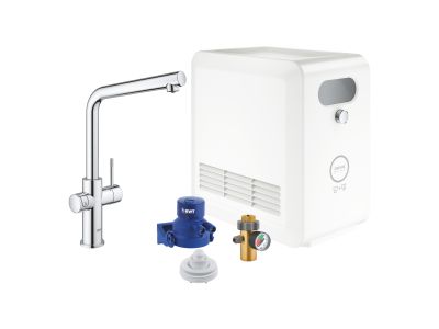 Baterie bucatarie Grohe Blue Professional cu pipa L, sistem filtrare, starter kit, crom
