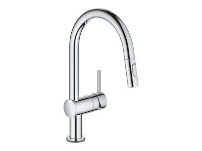 Baterie bucatarie Grohe Minta Touch Electronic cu dus extractibil dual spray, pipa C, crom