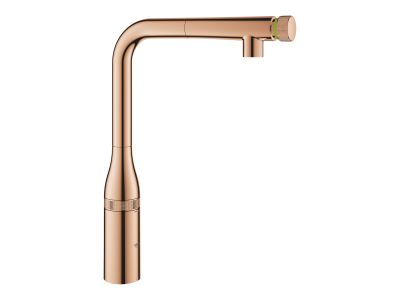 Baterie bucatarie Grohe Essence SmartControl cu dus extractibil, pipa L, warm sunset