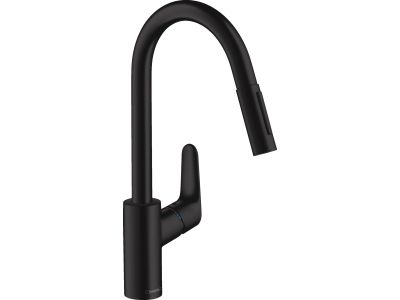 Baterie bucatarie Hansgrohe Focus 240, dus extractibil, negru mat EXPUS