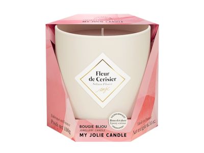 Lumanare parfumata My Jolie Candle Les Essentielles Sakura Flower 180g + bratara aurie cu decor bej