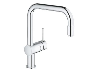 Baterie bucatarie Grohe Minta cu dus extractibil, pipa U, crom