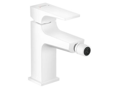 Baterie bideu Hansgrohe Metropol cu ventil push-open, alb mat