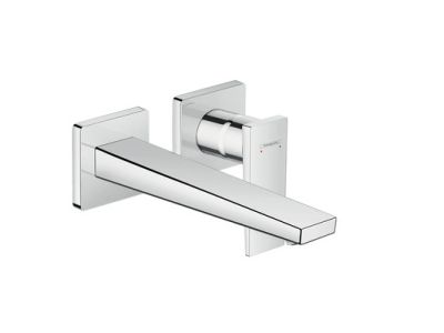 Baterie lavoar Hansgrohe Metropol de perete, pipa 225mm, fara ventil, necesita corp incastrat, crom