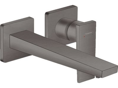 Baterie lavoar Hansgrohe Metropol de perete, pipa 225mm, fara ventil, necesita corp incastrat, negru periat