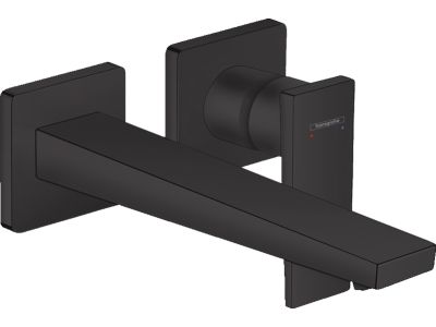 Baterie lavoar Hansgrohe Metropol de perete, pipa 225mm, fara ventil, necesita corp incastrat, negru mat